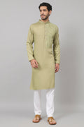 Leafy Embroidered Cotton Kurta by Hilo Design | Grocsy