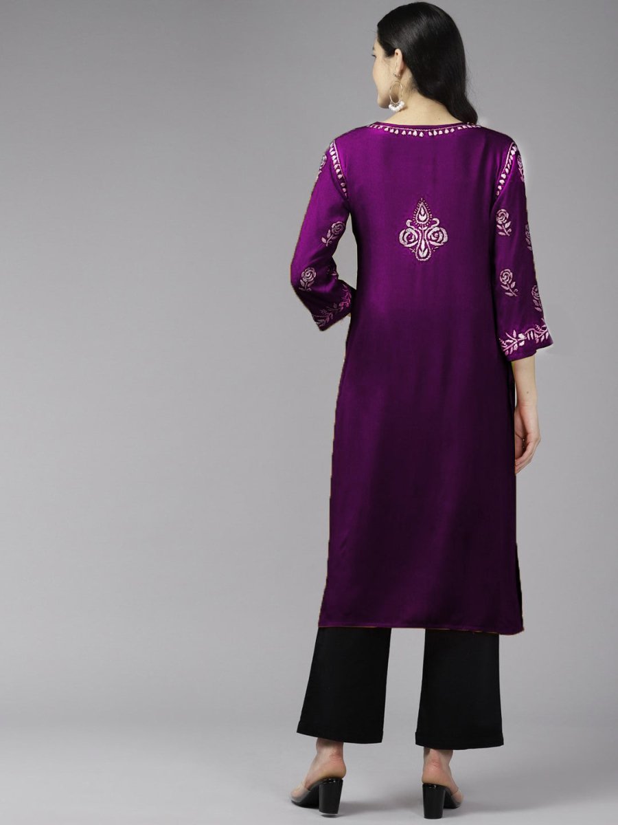 ADA Women Ethnic Motifs Embroidered Flared Sleeves Mirror Work Kurta | Grocsy