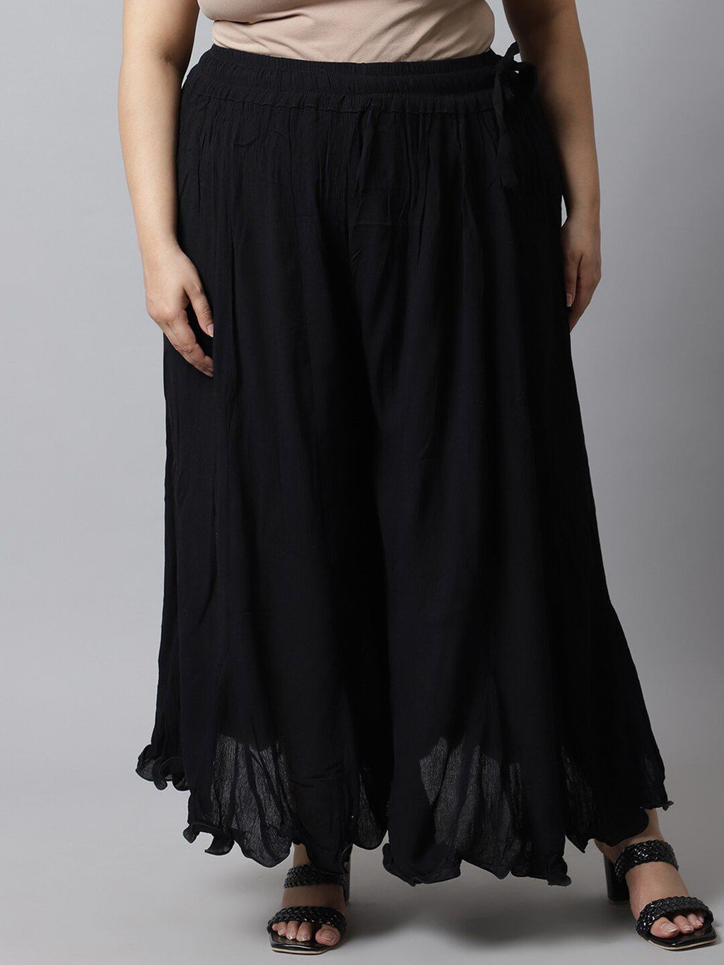 TAG 7 Women Black Flared Ethnic Palazzos | Grocsy