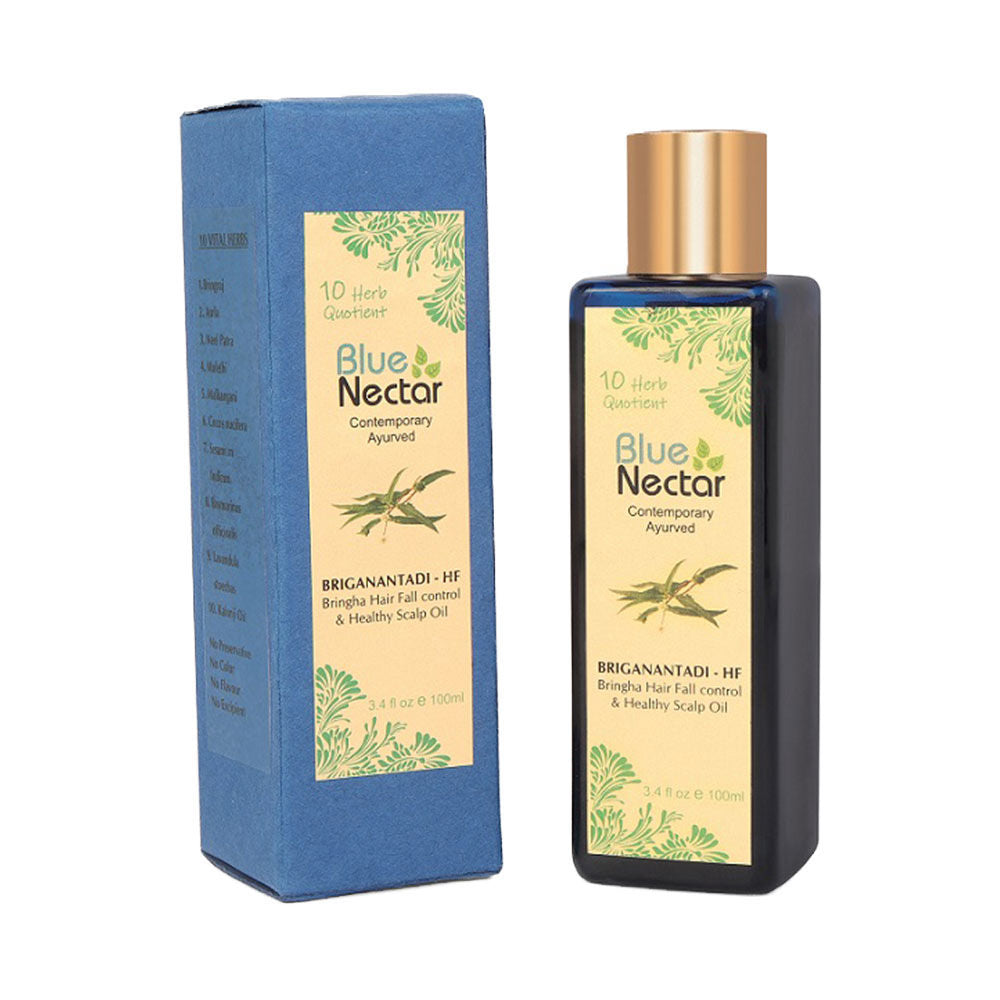 Blue Nectar Briganantadi - Hf Bringha Hair Fall Control & Healthy Scalp Hair Oil | Grocsy