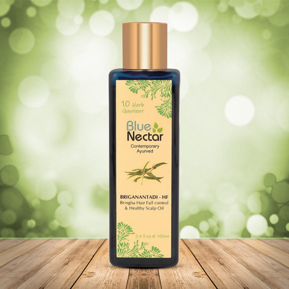 Blue Nectar Briganantadi - Hf Bringha Hair Fall Control & Healthy Scalp Hair Oil | Grocsy