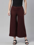 Souchii Women Brown Knitted Palazzos | Grocsy