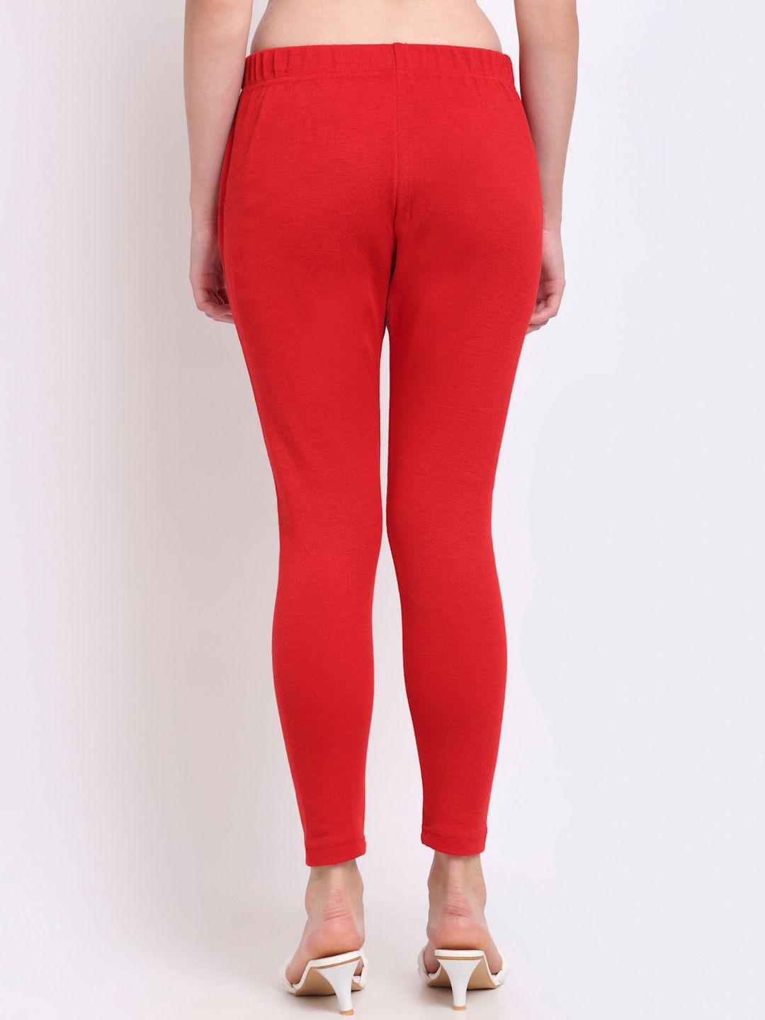 TAG 7 Women Pack Of 2 Red & Burgundy Solid Woolen Ankle Length Leggings | Grocsy