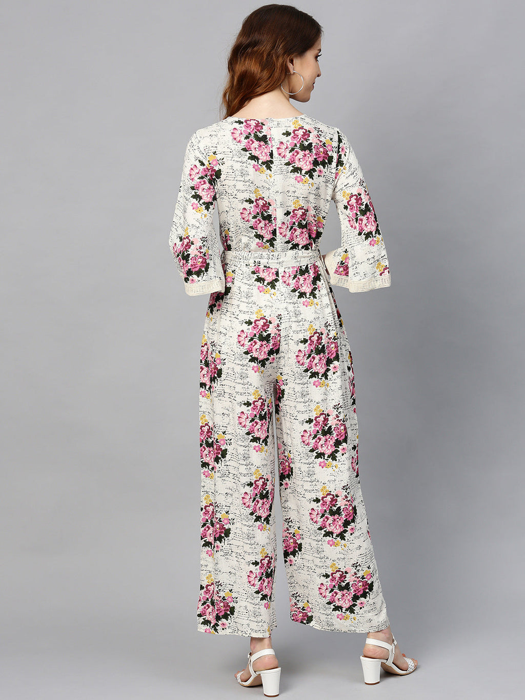 Juniper Women Offwhite Rayon Slub Printed Regular Jumpsuit | Grocsy