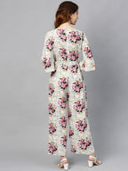 Juniper Women Offwhite Rayon Slub Printed Regular Jumpsuit | Grocsy