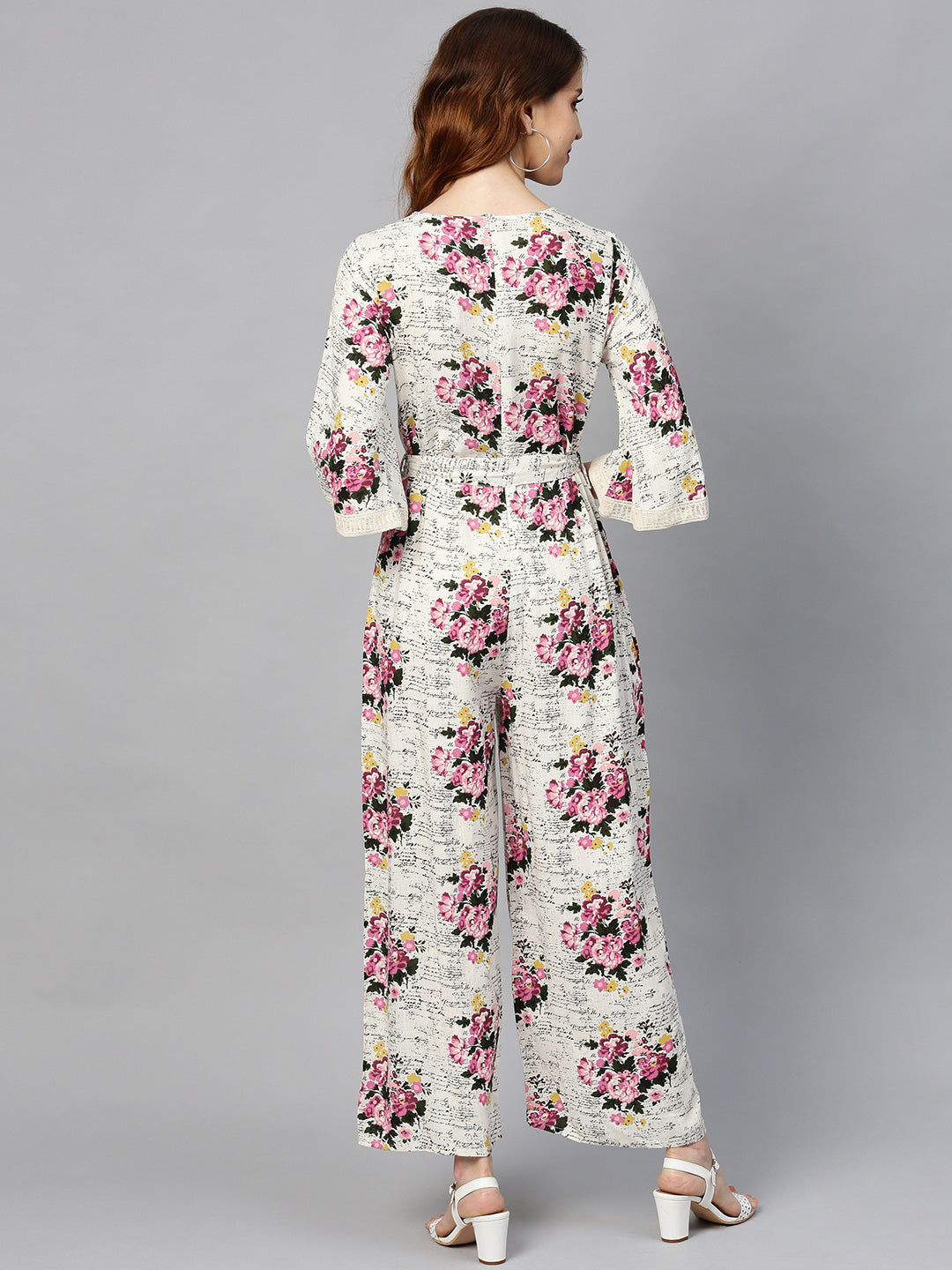 Juniper Women Offwhite Rayon Slub Printed Regular Jumpsuit | Grocsy