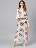 Juniper Women Offwhite Rayon Slub Printed Regular Jumpsuit | Grocsy