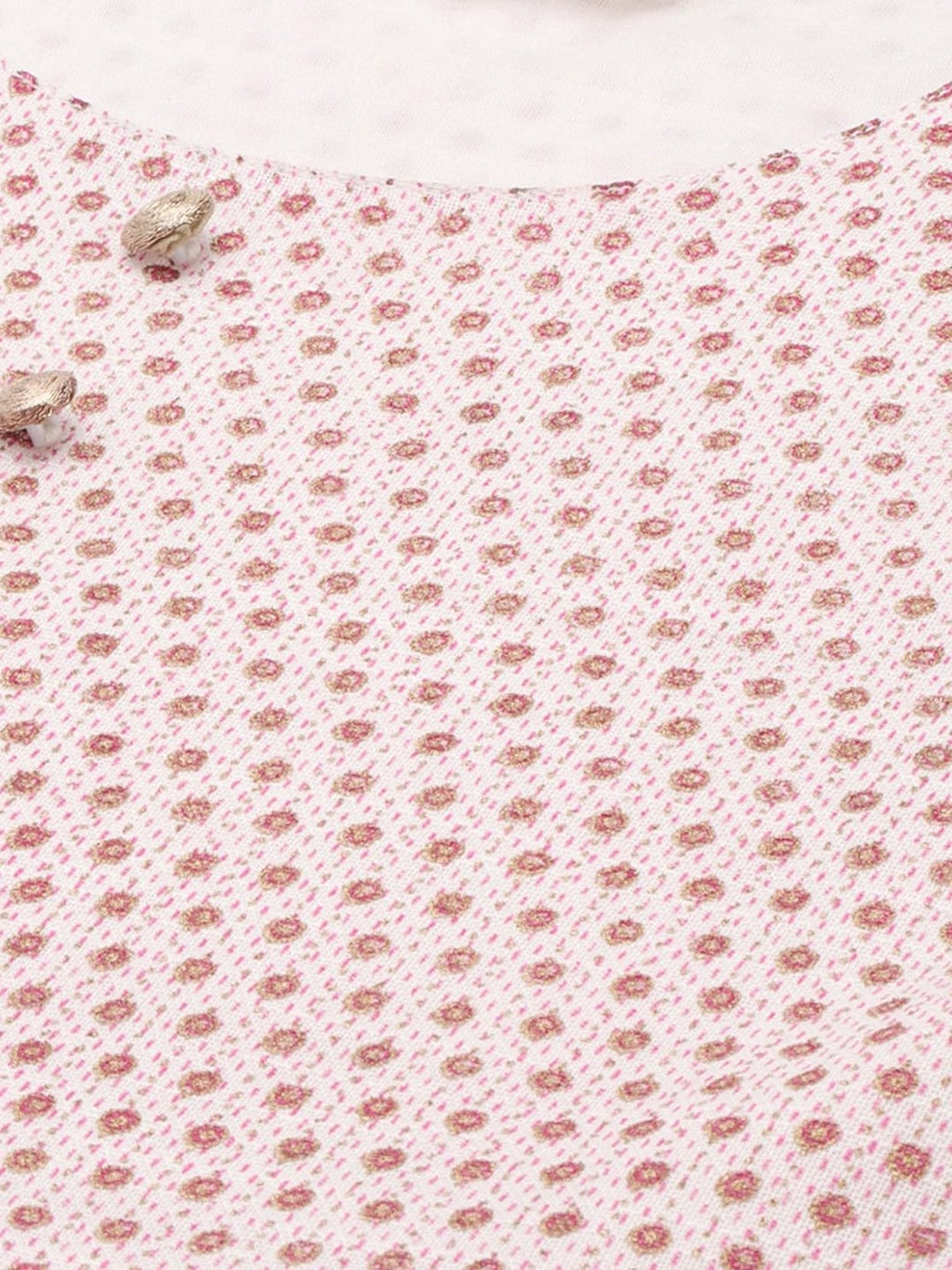 HERE&NOW Women White And Pink Polka Dot Print Cotton Anarkali Kurta With Dupatta | Grocsy