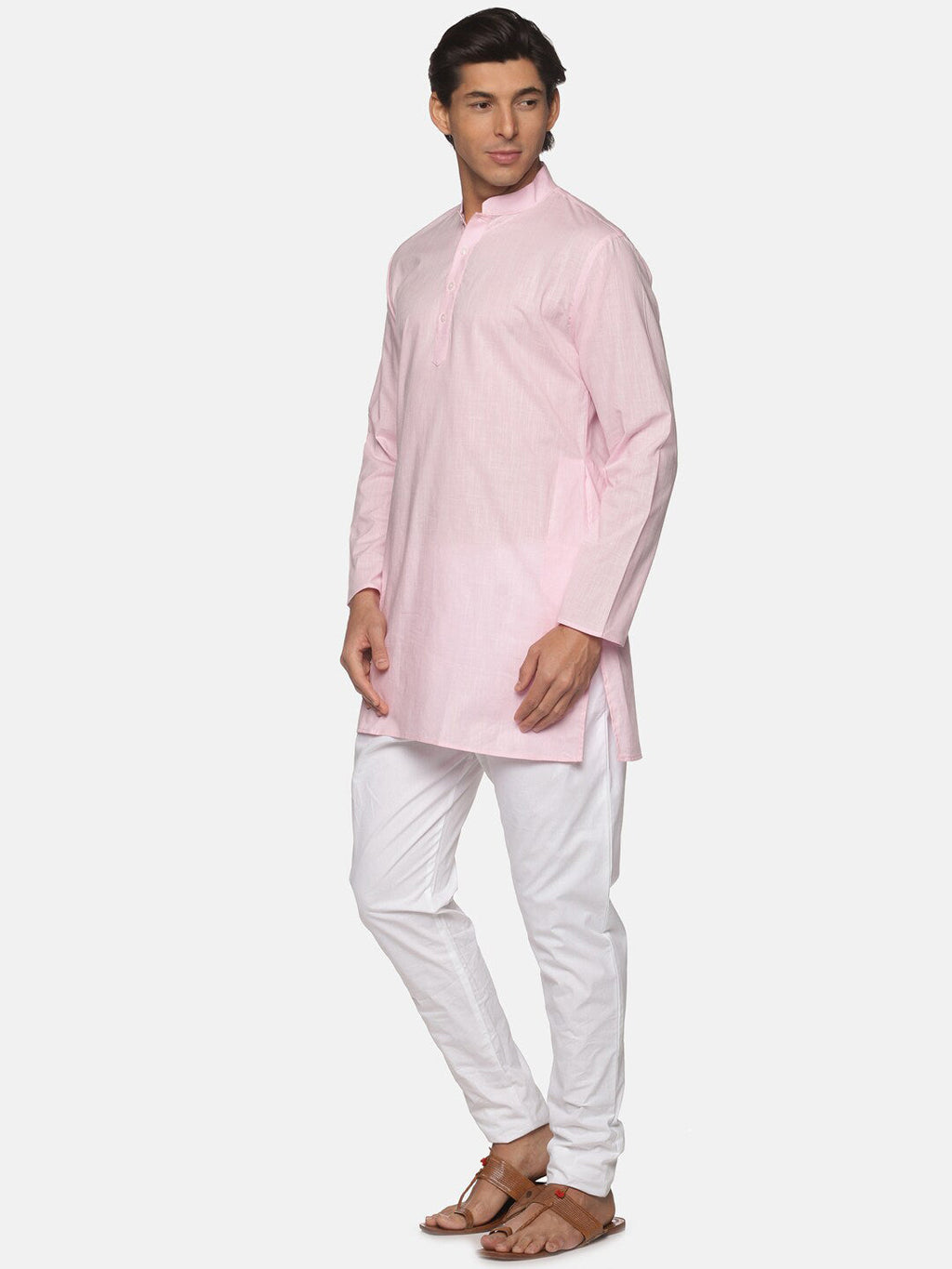 Sethukrishna Mens Pink Pure Cotton Kurta with Pyjamas | Grocsy