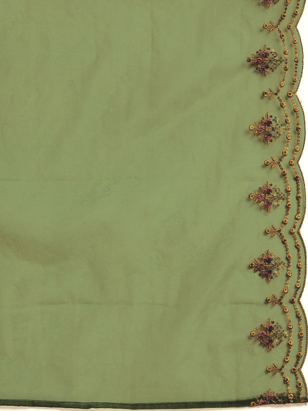 Sangria Women Mustard Yellow & Green Ethnic Motifs Embroidered Cotton Kurta Set | Grocsy