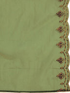 Sangria Women Mustard Yellow & Green Ethnic Motifs Embroidered Cotton Kurta Set | Grocsy