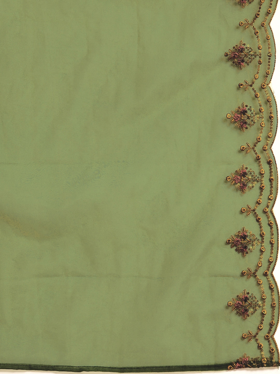Sangria Women Mustard Yellow & Green Ethnic Motifs Embroidered Cotton Kurta Set | Grocsy