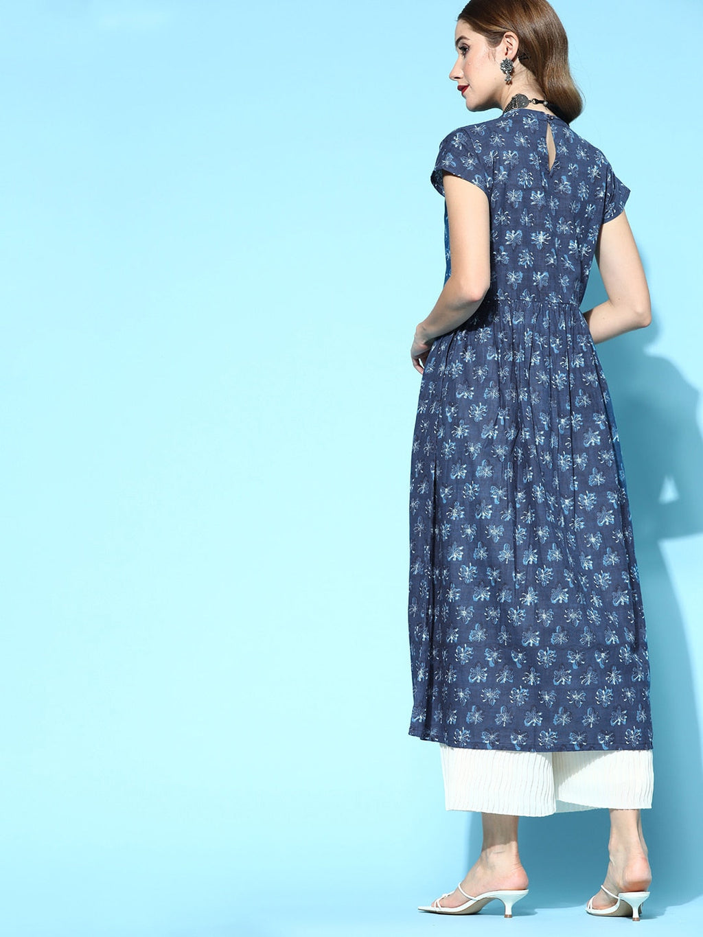 HERE&NOW Stunning Blue Cotton Kurta | Grocsy