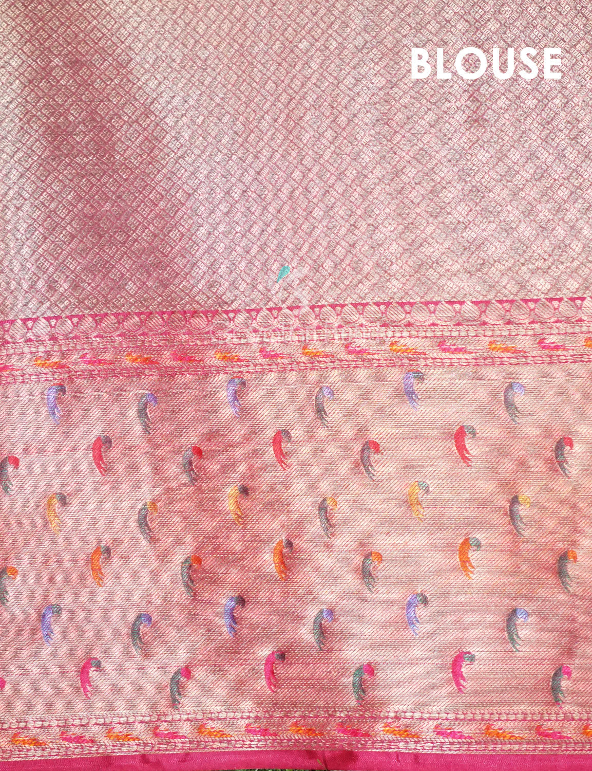 Green and Pink Banaras Border Floral Design Banarasi Semi Silk Saree By Gayathri Reddy Designer Studio | Grocsy