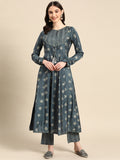 Sangria Women Ethnic Motifs Printed Empire Gotta Patti Kurta with Trousers | Grocsy