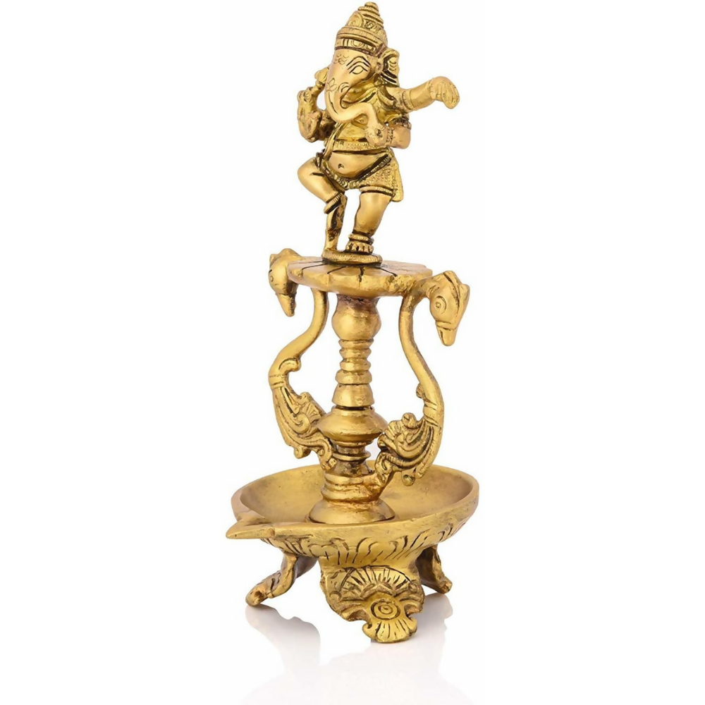 CraftVatika Brass Ganesha Diya Oil Lamp Statue | Grocsy