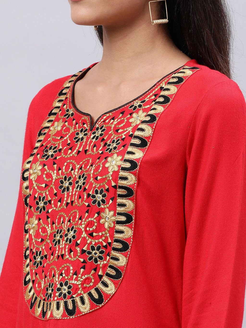 Souchii Women Ethnic Motifs Yoke Design Mirror Work Kurta | Grocsy