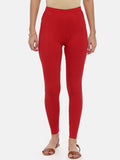Souchii Red Solid Slim-Fit Ankle-Length Leggings | Grocsy