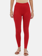 Souchii Red Solid Slim-Fit Ankle-Length Leggings | Grocsy