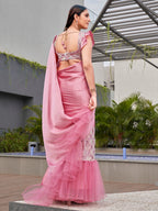 Tikhi Imli Sequinned Satin Ready to Wear Saree | Grocsy