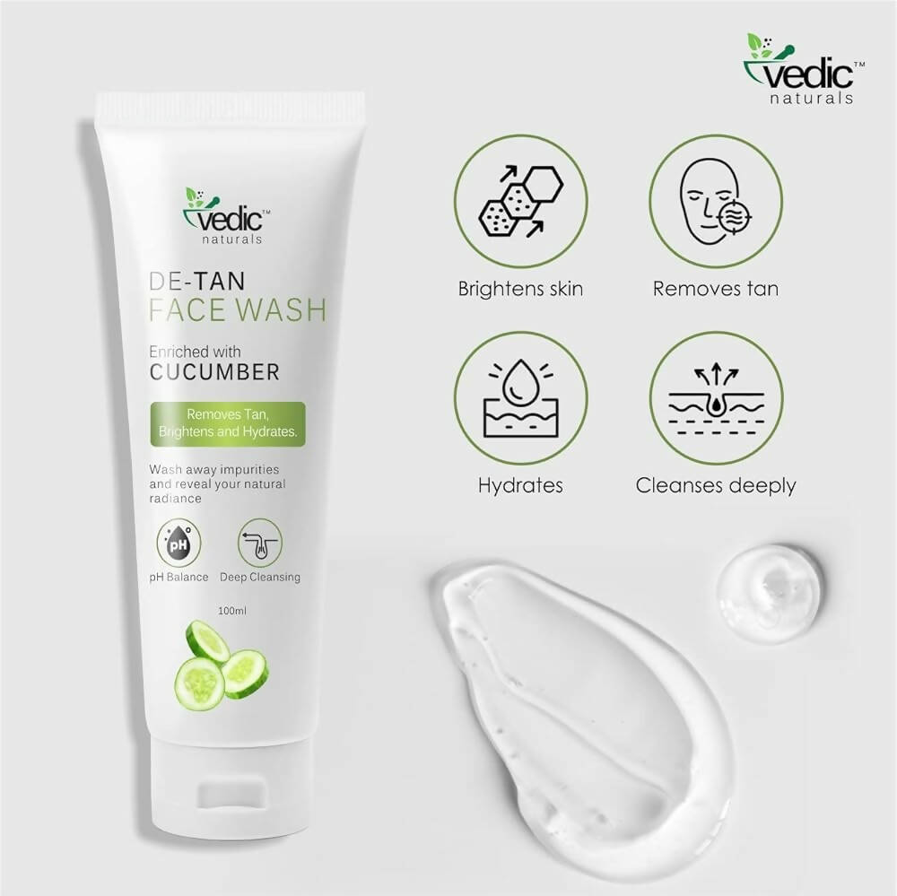 Vedic Naturals Cucumber De Tan Face Wash | Grocsy