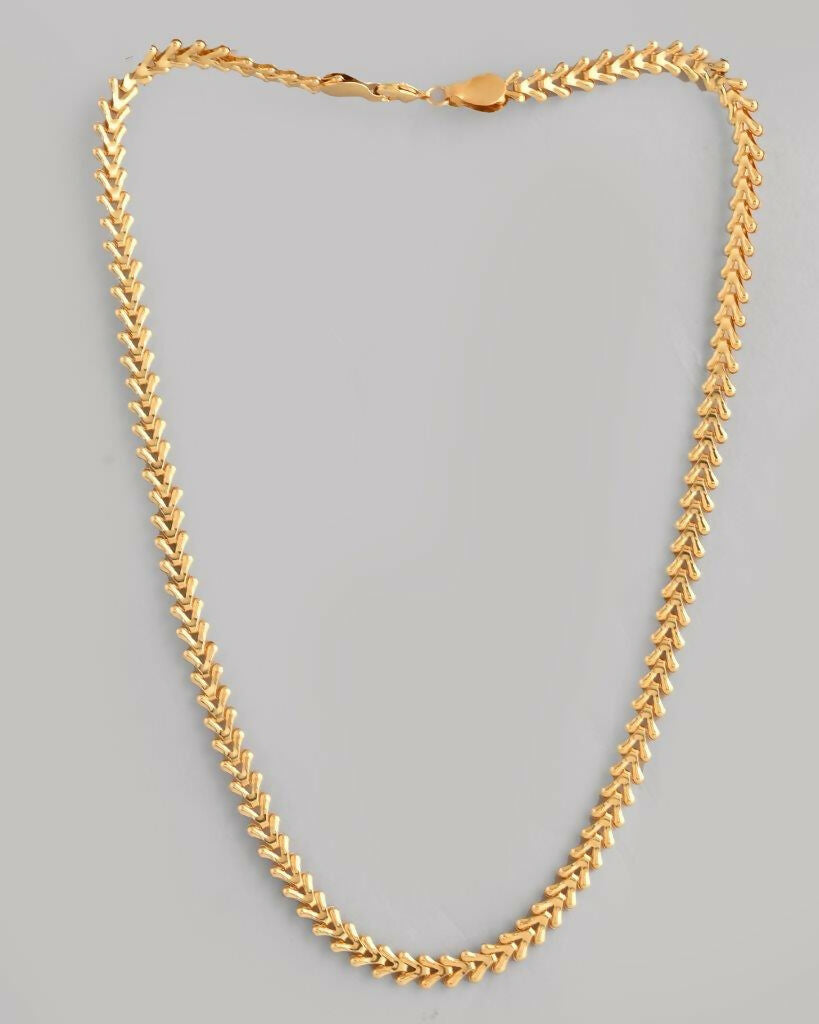 VOJ Gold-Polished Designer V Shaped Chain For Men | Grocsy