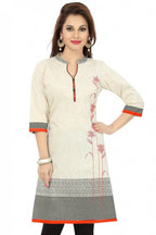 Snehal Creations Contemporary Beauty Off White Cotton Short Tunic For Women | Grocsy