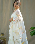 Vamsee Menka Yellow Organza Saree | Grocsy