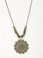NVR Women's Gold-Polished Floral Shape Pendant with Chain | Grocsy