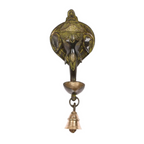 CraftVatika Brass Elephant Face Oil Lamp Diya With Bell Wall Hanging Showpiece | Grocsy