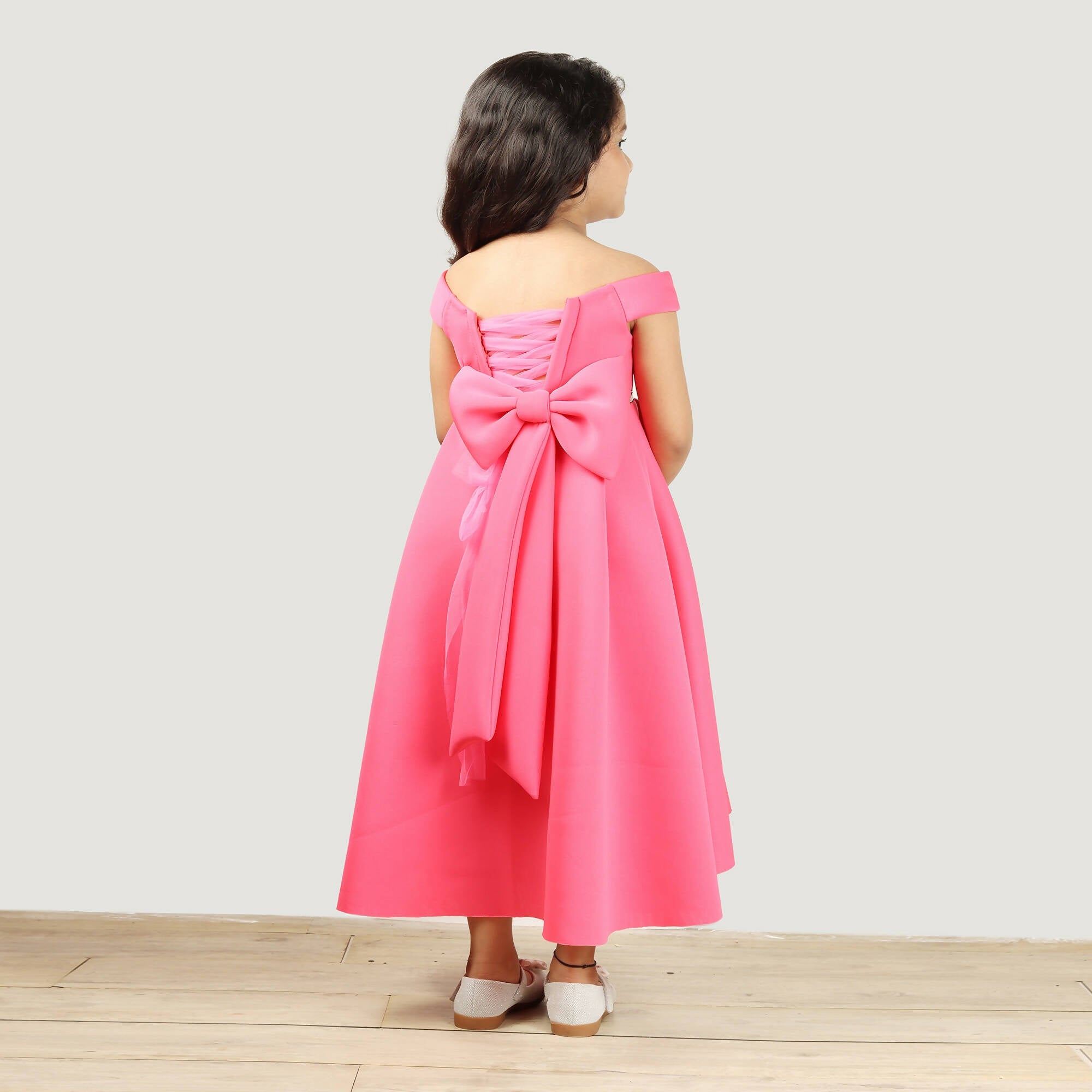 Pink Cow Fashions Pink Scuba Gown With Black Strip At Waist | Grocsy