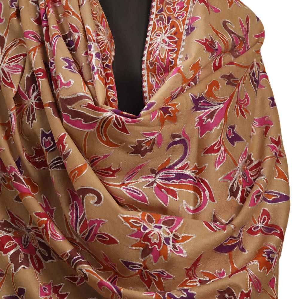 Nizalia Cashmere Fine Wool Kalamkari Shawl | Grocsy