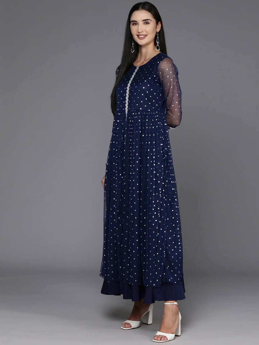 Ahalyaa Women's Traditional wear Ethnic Dress - Navy Blue | Grocsy