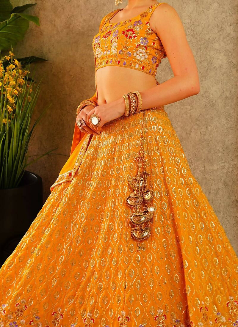 Lehenga Mart Musterd Faux Georgette Designer Bollywood Style Wedding Wear Lehenga Choli | Grocsy