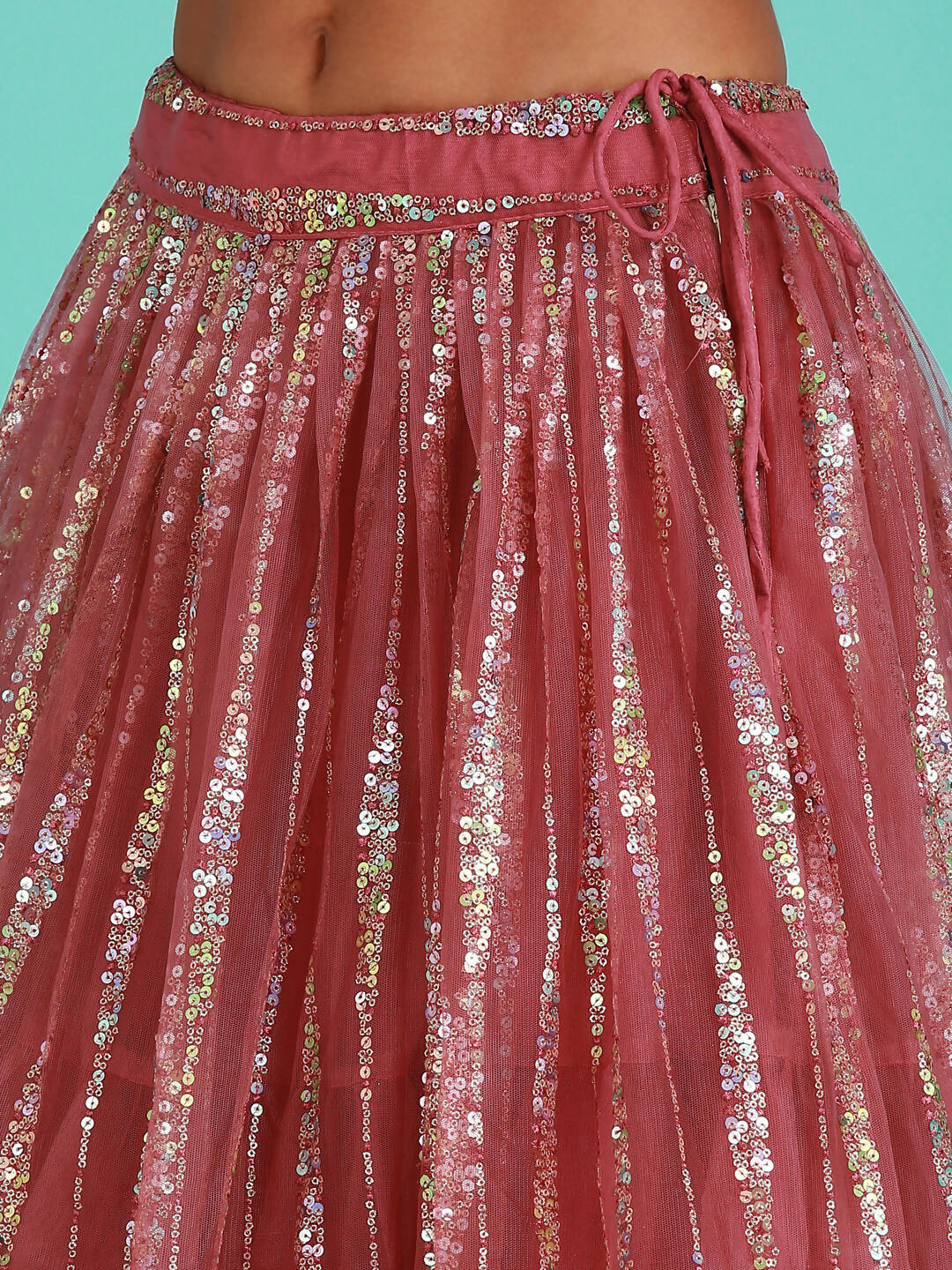 House of Panchhi Rose Gold Net Sequinse Work Lehenga & Blouse, Dupatta | Grocsy