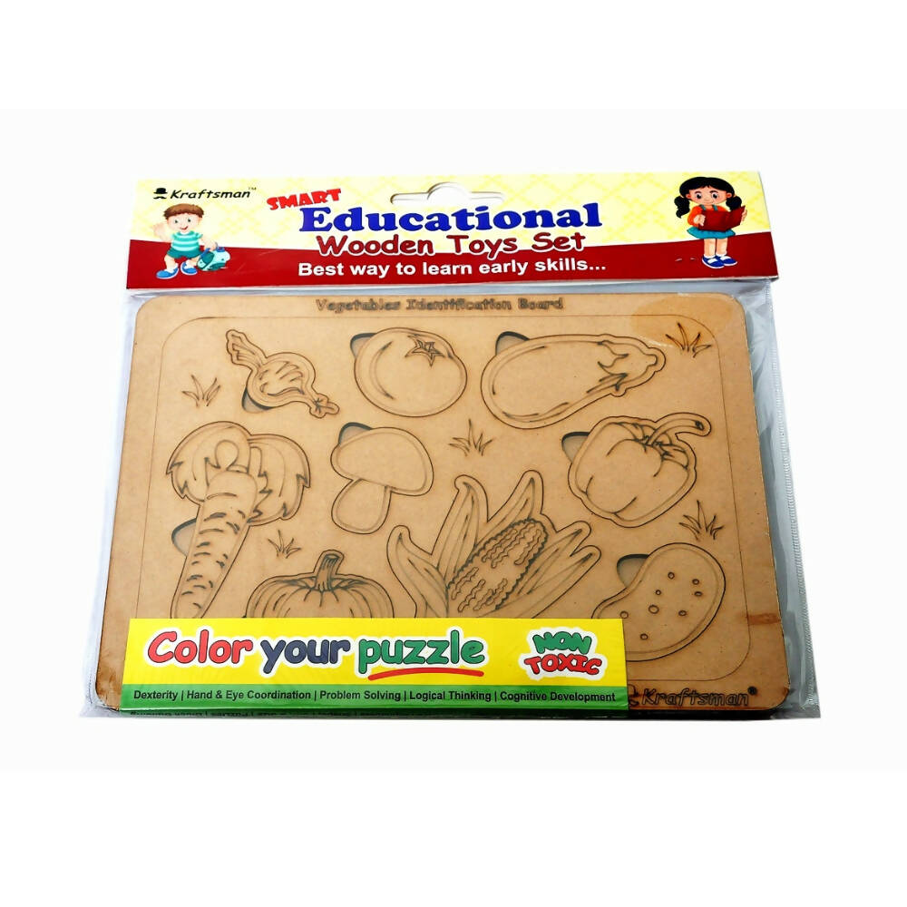 Kraftsman Vegetable Identification Puzzle Board with Color Kit Included | Grocsy