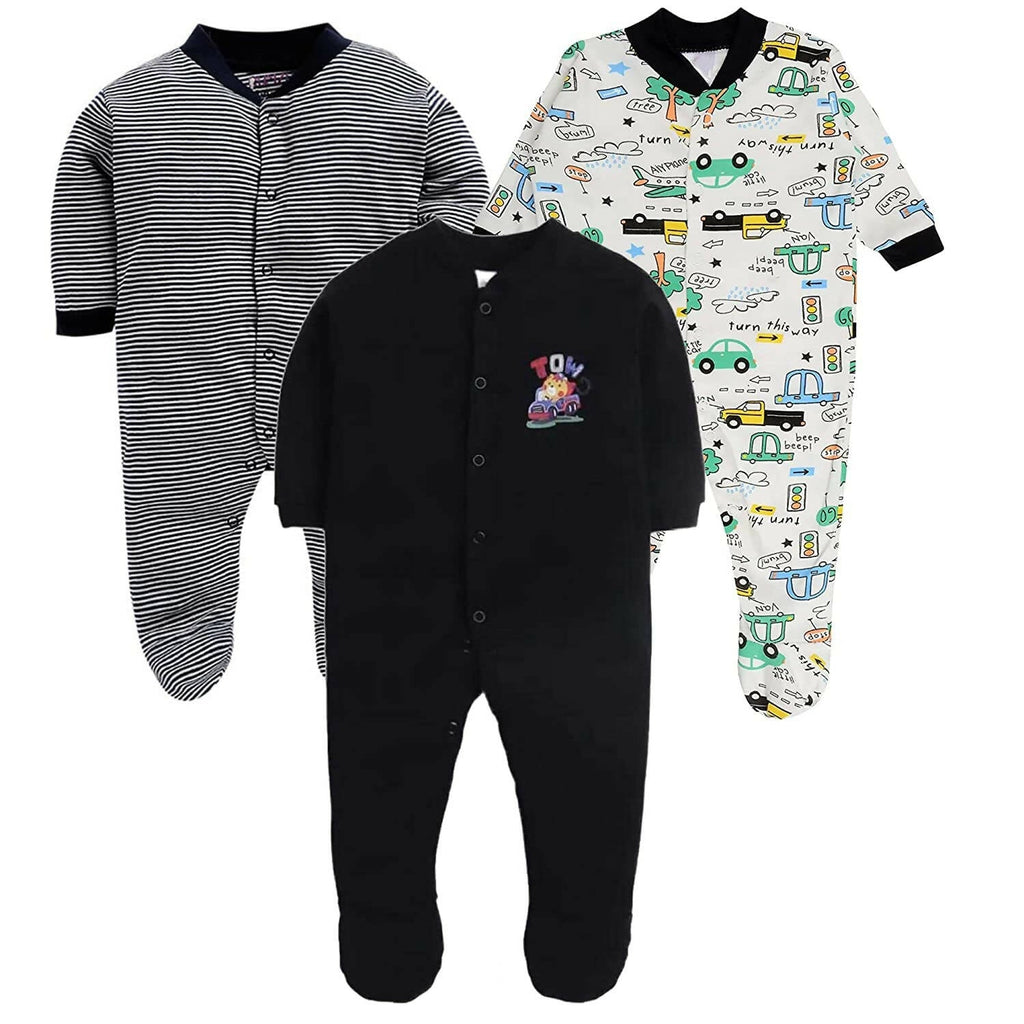 Daddy - G Rompers/Sleepsuits/Jumpsuit /Night Suits for New Born Babies - Black | Grocsy