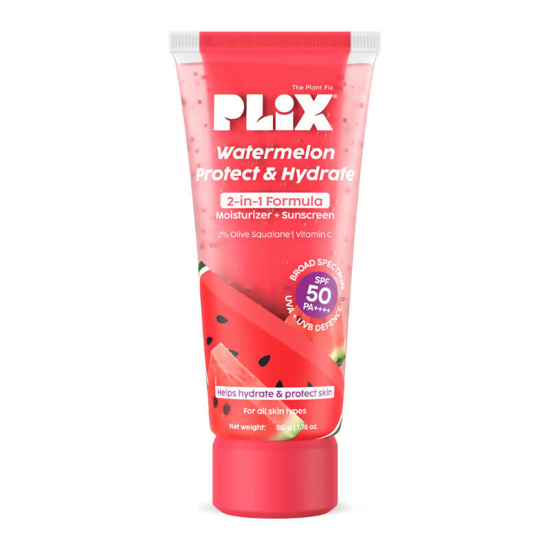 Plix Watermelon SPF PA++++ 50 Protect & Hydrate 2 In 1 Moisturizer + Sunscreen | Grocsy