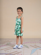 Snakes and Ladders Girls Green Table Print Jumpsuit from Siblings Collection | Grocsy
