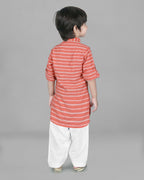 Joban Fashion Kids Island Cotton Full Sleeves Striped Kurta and Pyjama- Peach | Grocsy