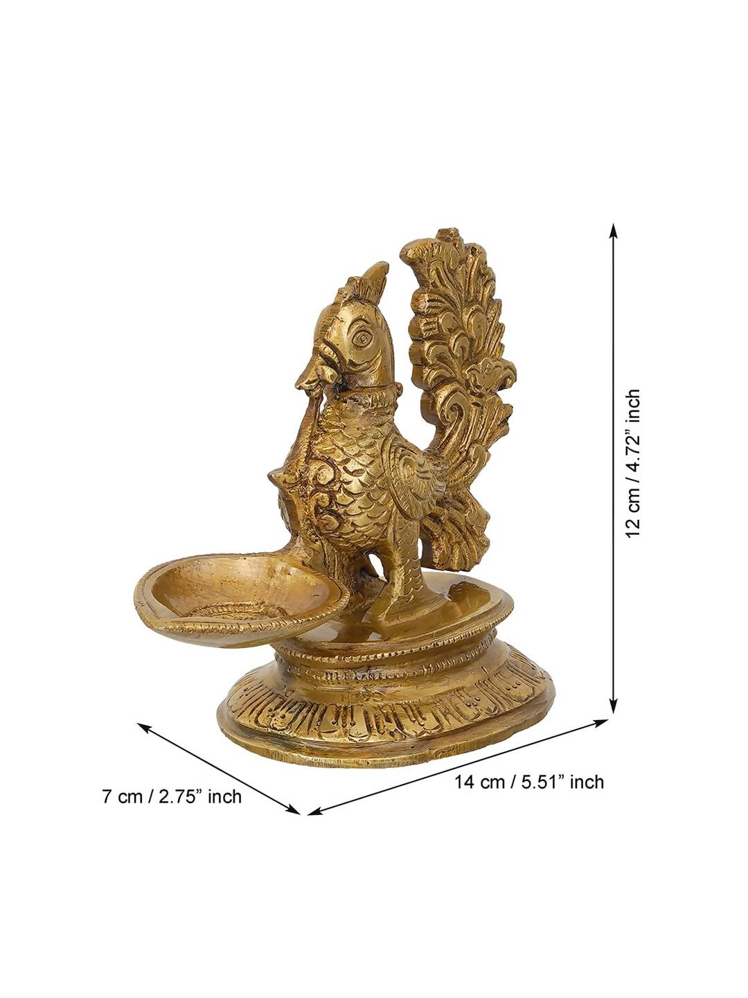 eCraftIndia Gold-Toned Peacock Brass Diya Stand | Grocsy
