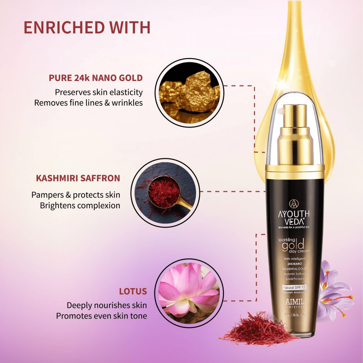 Ayouthveda Sparkling Gold Day Cream | Grocsy