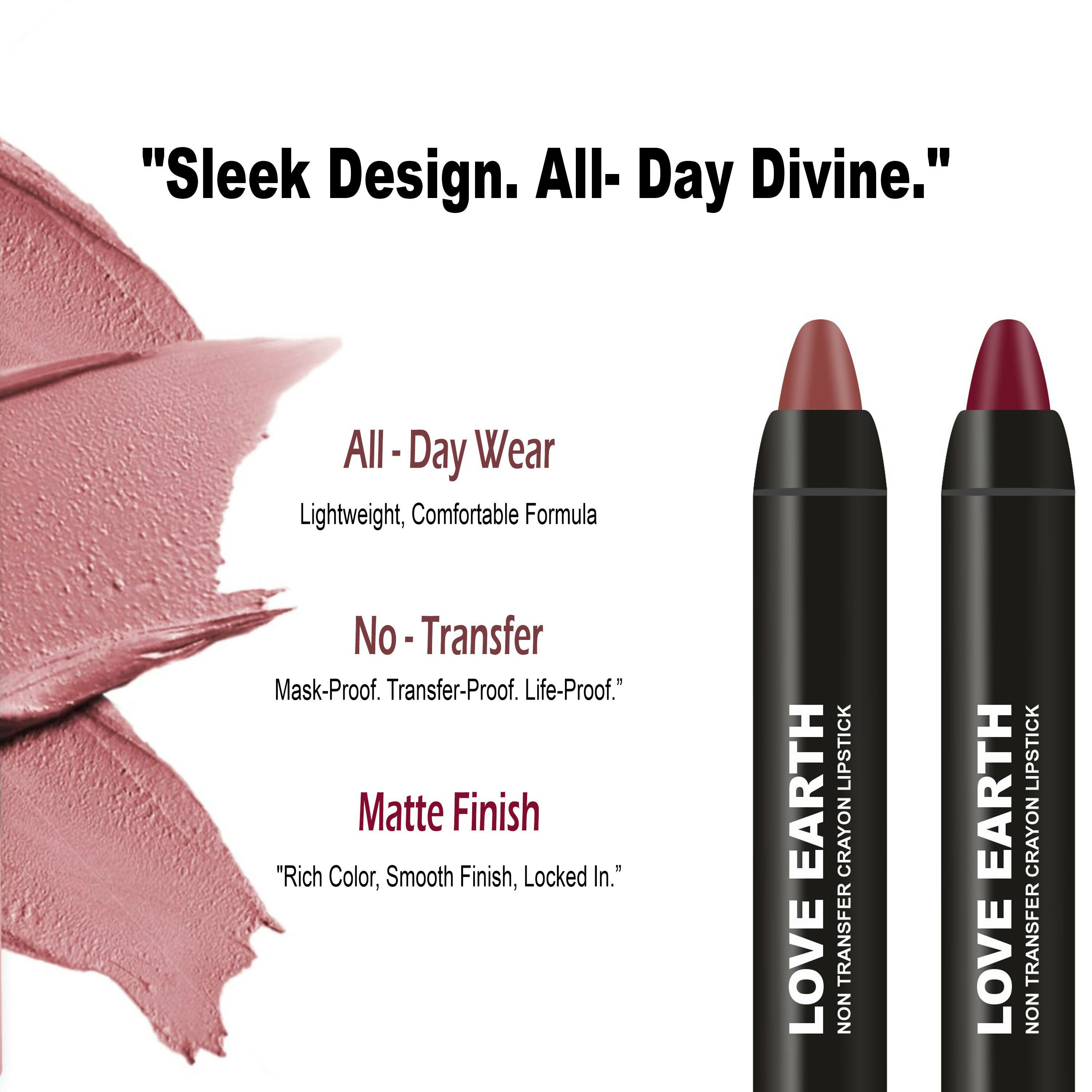 Love Earth Lip Crayon Non-Transfer Lipstick - Brights | Grocsy
