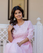 Kaajh Women's Light Pink Embroidered Ethnic Dress | Grocsy