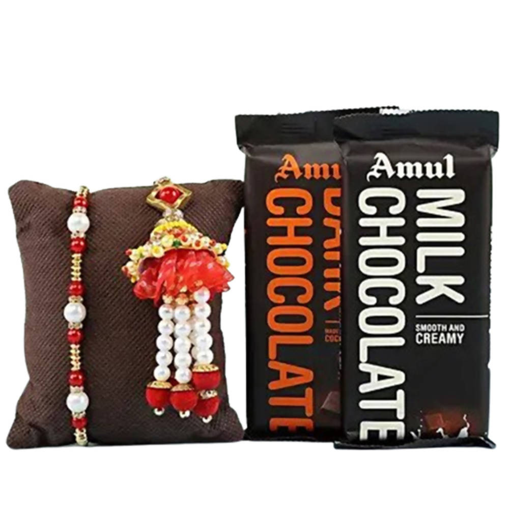 Fancy Rakhis With Amul Dark & Milk Chocolates | Grocsy