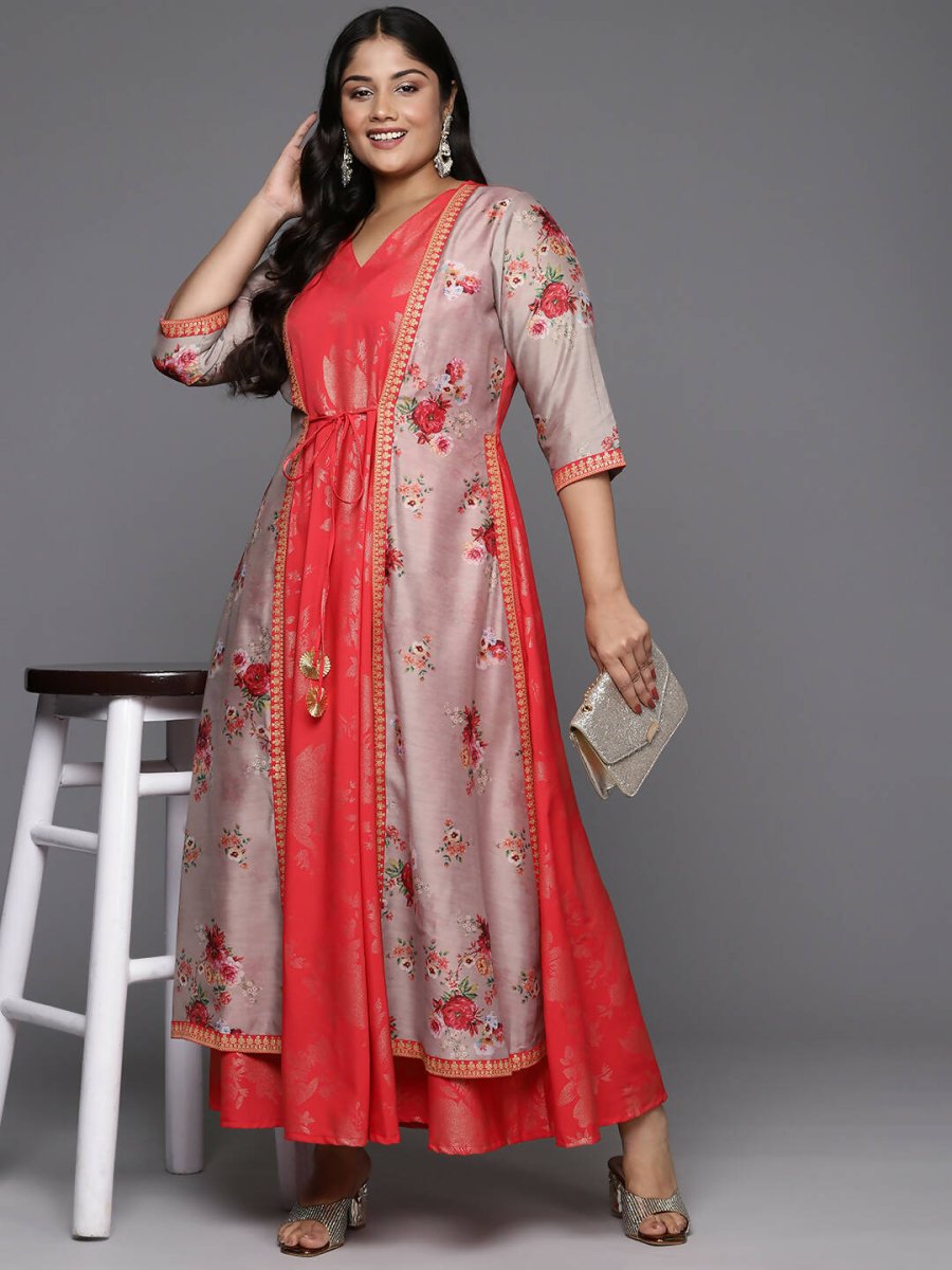 Ahalyaa Women's Traditional wear Ethnic Dress - Red | Grocsy