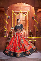 AI Fashion Red Art Silk Designer Navratri Lehenga Choli Collection | Grocsy