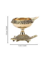 Tied Ribbons Gold Toned 8 Pieces Decorative Brass Diyas With Tortoise Base | Grocsy