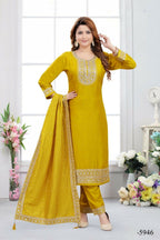 Joban Fashion Muslin Silk Gold Color Kurta Set | Grocsy