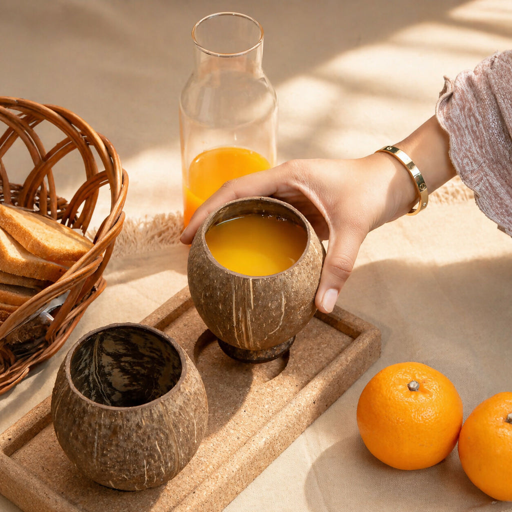Thenga Handmade Large Coconut Shell Cups | Grocsy